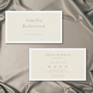 Modern Minimal Elegant Ivory Cream Professional Business Card