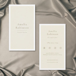 Modern Minimal Elegant Ivory Cream Professional Business Card