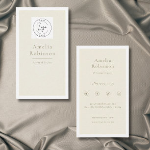 Modern Minimal Elegant Ivory Professional Logo Business Card