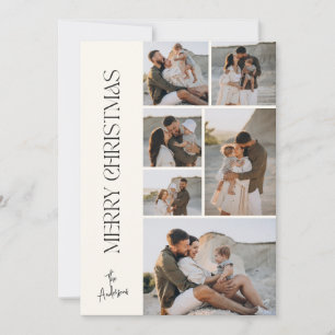 Modern minimal elegant photo collage Christmas Holiday Card