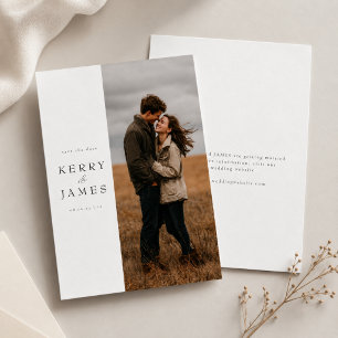 Modern Minimal Elegant Photo Double Sided Wedding Save The Date