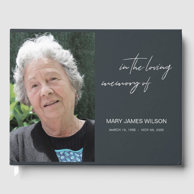 MODERN MINIMAL ELEGANT PHOTO SYMPATHY MEMORIAL GUEST BOOK (Front)