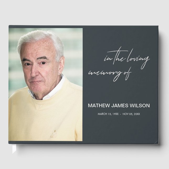 MODERN MINIMAL ELEGANT PHOTO SYMPATHY MEMORIAL GUEST BOOK (Front)