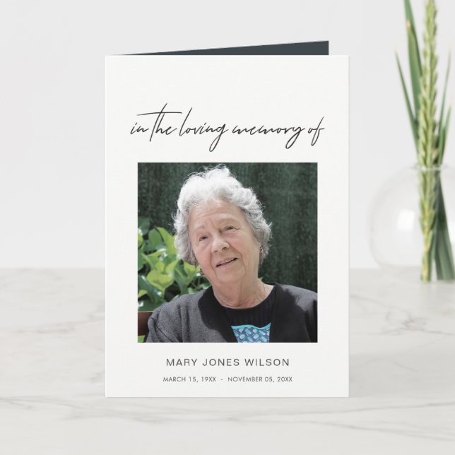 MODERN MINIMAL ELEGANT PHOTO SYMPATHY MEMORIAL THANK YOU CARD (Front)