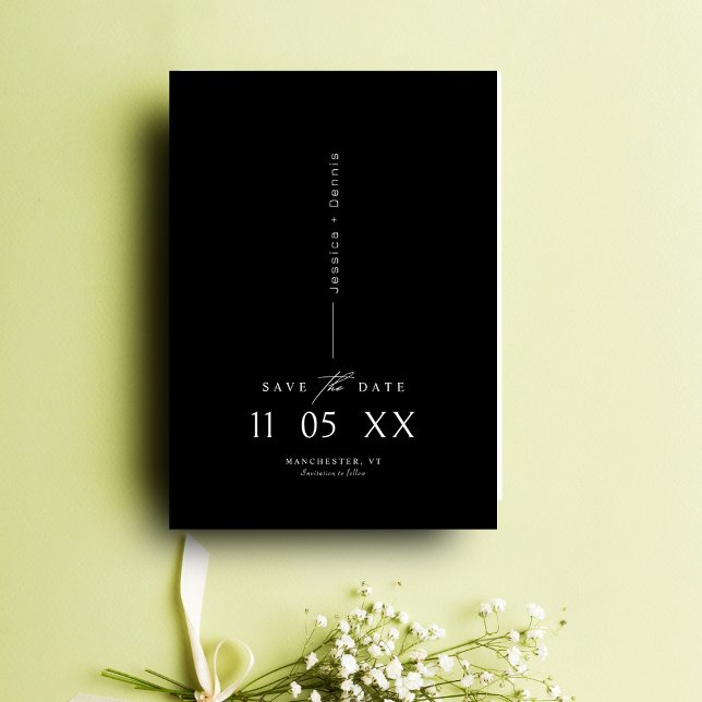 Modern Minimal Elegant Script B&W Save the Date    Invitation (Creator Uploaded)