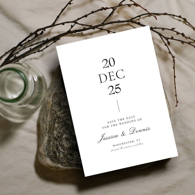 Modern Minimal Elegant Script B&W Save the Date Invitation (Creator Uploaded)