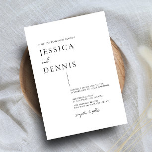 Modern Minimal Elegant Script B&W Wedding Invitation