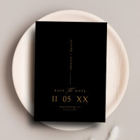 Modern Minimal Elegant Script Black Save the Date