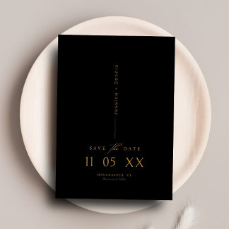 Modern Minimal Elegant Script Black Save the Date Invitation