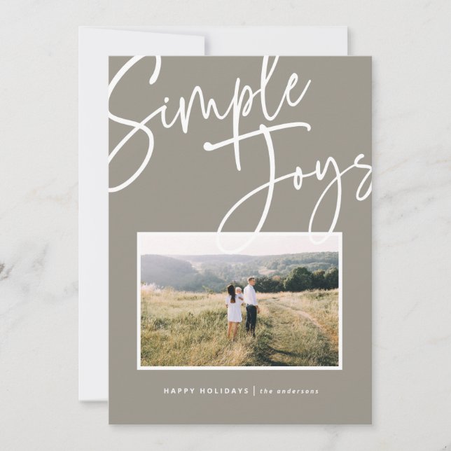 Modern, minimal elegant script holiday photo (Front)