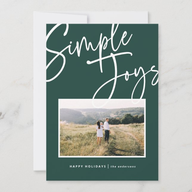 Modern, minimal elegant script holiday photo (Front)