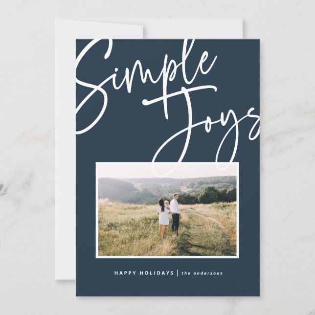 Modern, minimal elegant script holiday photo (Front)