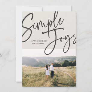 Modern, minimal elegant script holiday photo card