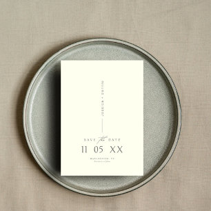Modern Minimal Elegant Script Ivory Save the Date Invitation