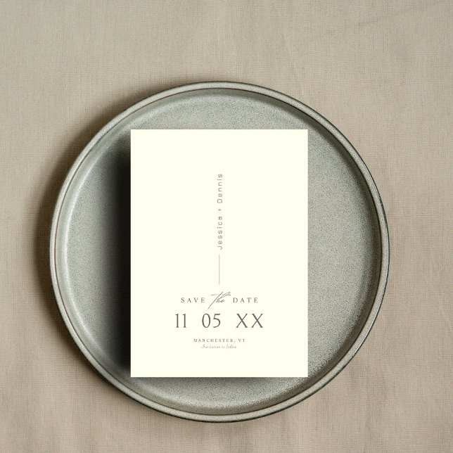 Modern Minimal Elegant Script Ivory Save the Date Invitation (Creator Uploaded)