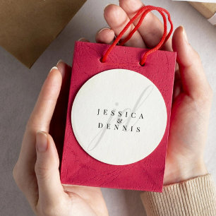 Modern Minimal Elegant Script Monogram Wedding Classic Round Sticker