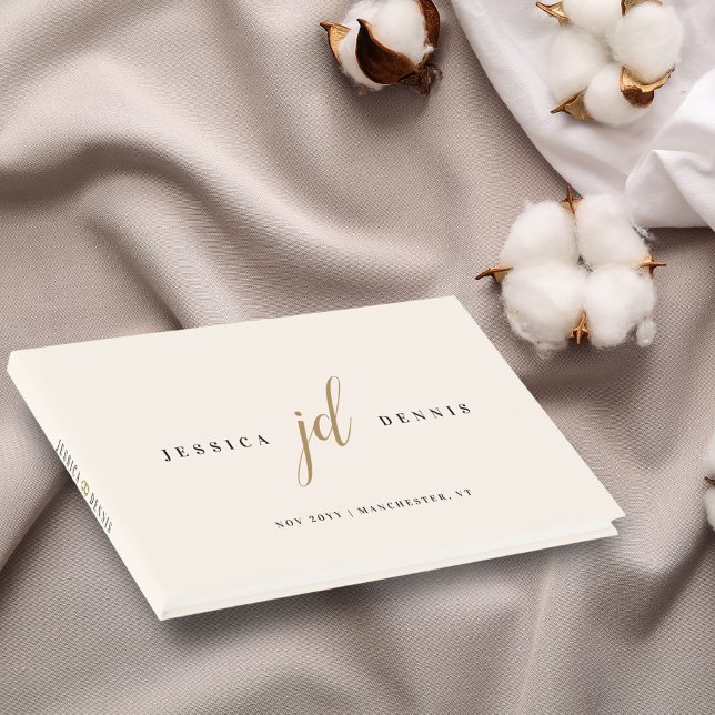 Modern Minimal Elegant Script Monogram Wedding Guest Book (Creator Uploaded)