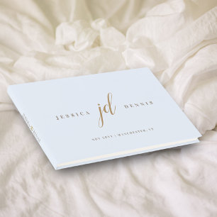 Modern Minimal Elegant Script Monogram Wedding Guest Book