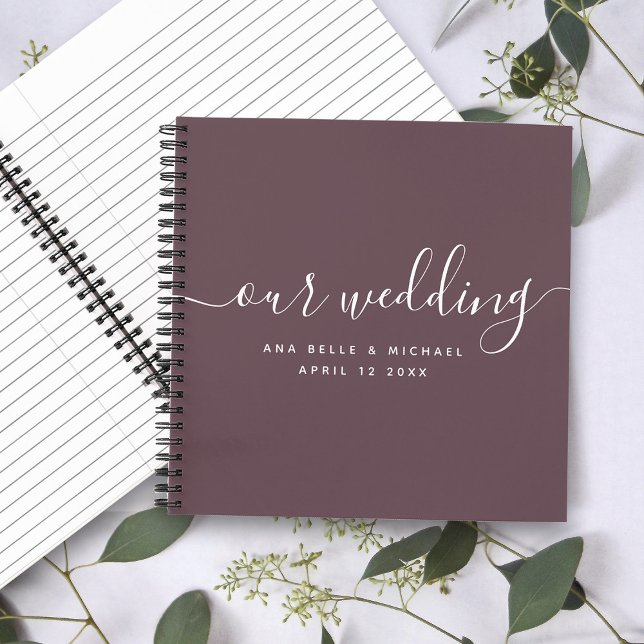 Modern Minimal Elegant Script Red Wedding Guest Notebook (Creator Uploaded)