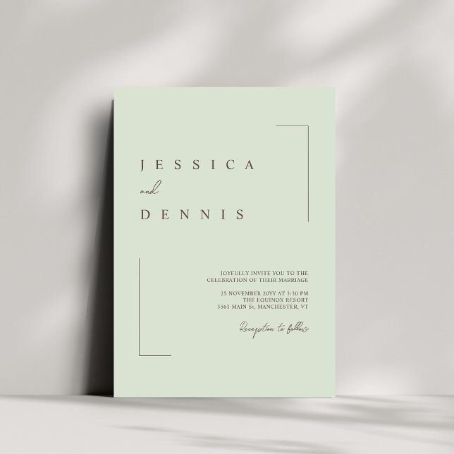 Modern Minimal Elegant Script Sage Wedding Invitation (Creator Uploaded)