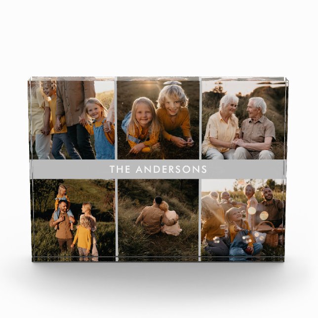 Modern minimal elegant simple unique family gift photo block (Front)