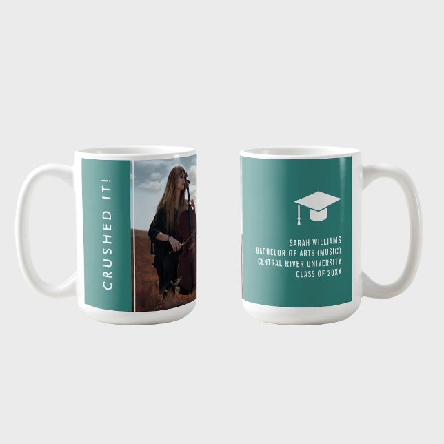 Modern Minimal Elegant Sleek Photo Graduation Gift Coffee Mug (Creator Uploaded)