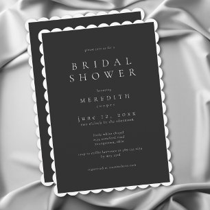 Modern Minimal Elegant Soft Black Bridal Shower Invitation