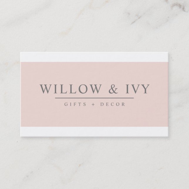 MODERN MINIMAL elegant strip simple blush pink Business Card (Front)