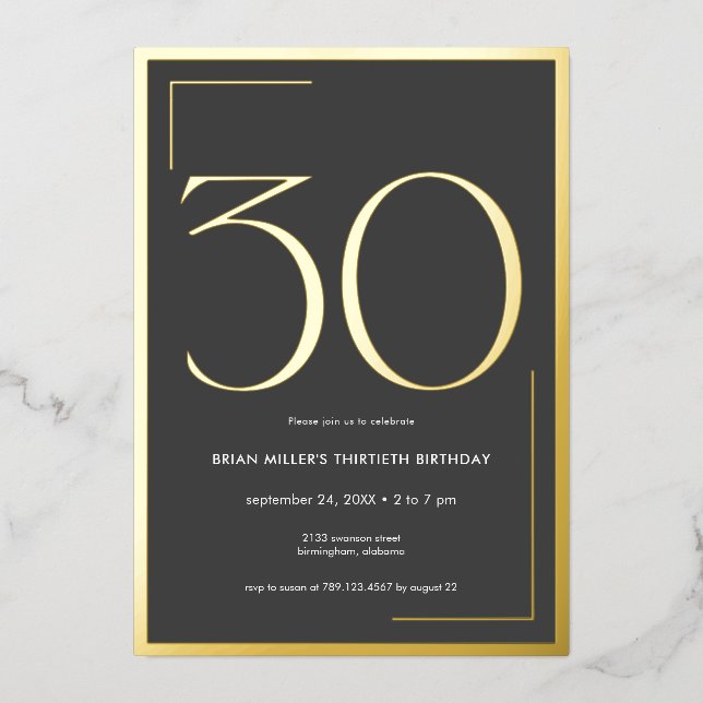 Modern Minimal Elegant Thirty Birthday (Front)