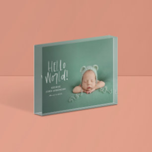 Modern minimal elegant typography photo new baby block