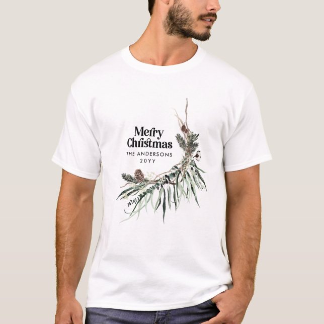 Modern minimal elegant watercolor botanical rustic T-Shirt (Front)