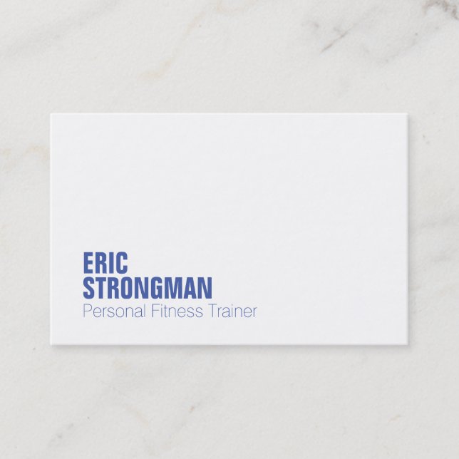 Modern minimal elegant white blue business card (Front)