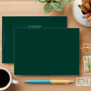 Modern Minimal Emerald Green Return Address Envelope
