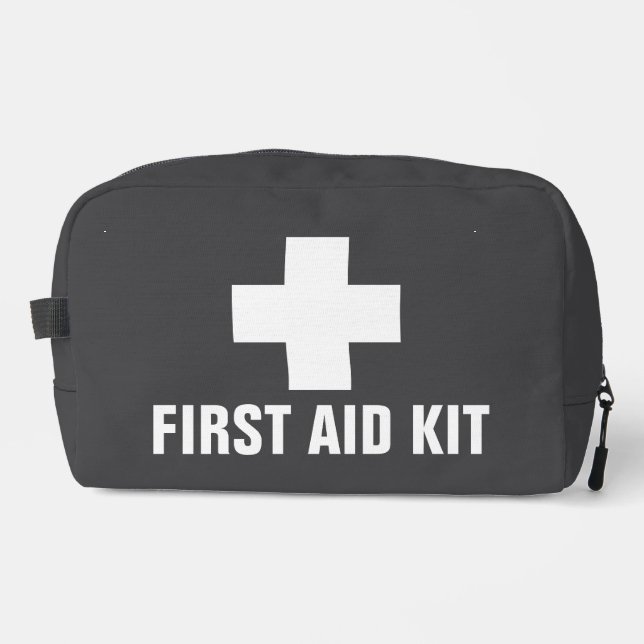 Modern Minimal Emergency First Aid Identification Dopp Kit (Front)