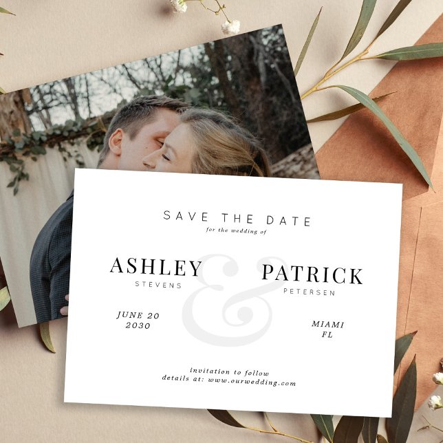 Modern minimal engagement photo wedding save the date (Creator Uploaded)