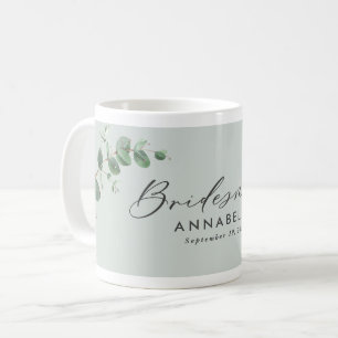 Modern minimal eucalyptus bridesmaid wedding coffee mug