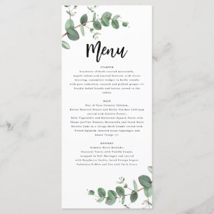 Modern minimal eucalyptus simple elegant wedding m menu