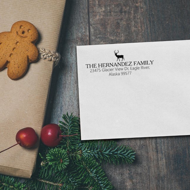 Modern Minimal Family Christmas Return Address Rubber Stamp (Creator Uploaded)
