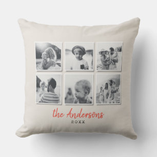 Modern minimal family multi photo home decor cushion