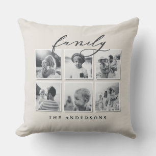 Modern minimal family multi photo home decor cushion