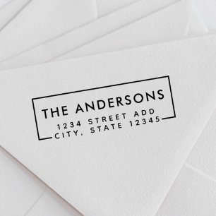 Modern Minimal Family Name Return Address Rubber Stamp