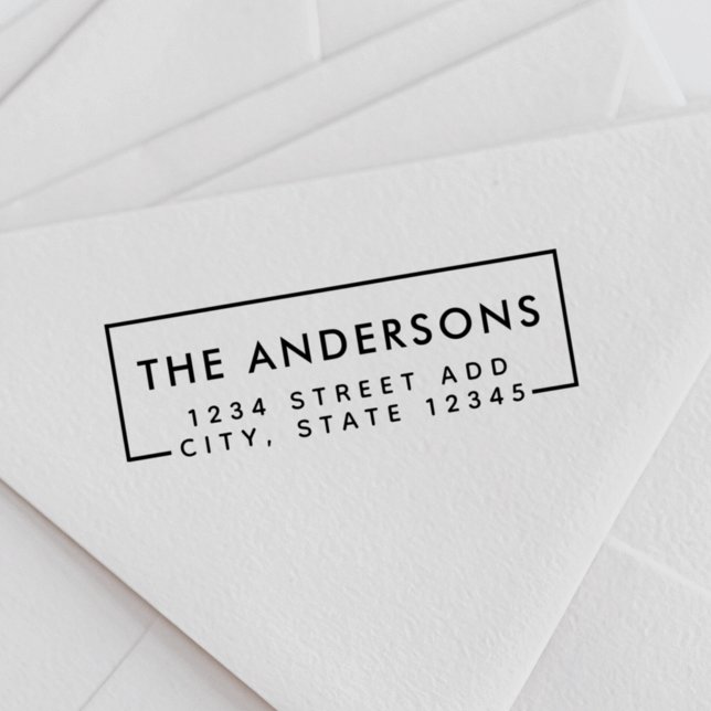 Modern Minimal Family Name Return Address Rubber Stamp (Creator Uploaded)