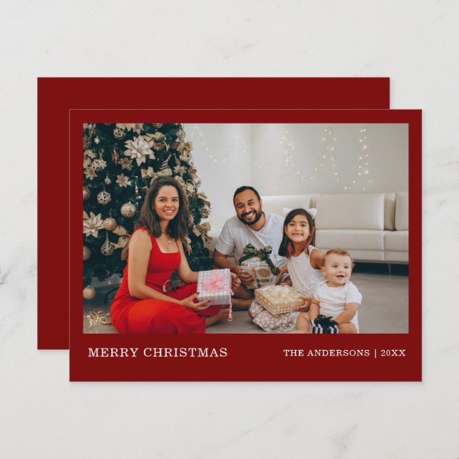 Modern Minimal Family Portrait | Merry Christmas Holiday Card (Front/Back)