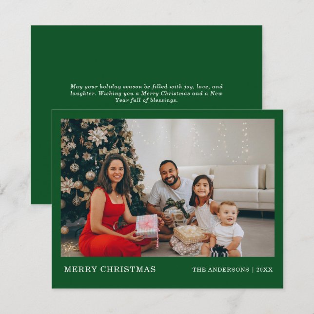 Modern Minimal Family Portrait | Merry Christmas Holiday Card (Front/Back)