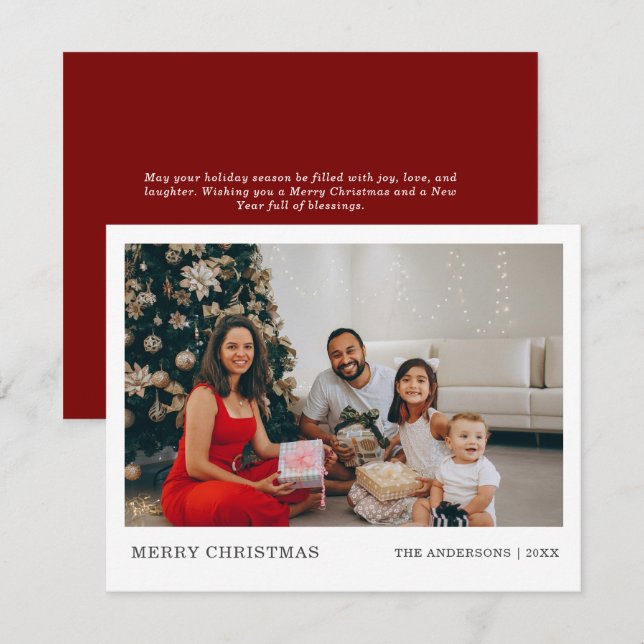 Modern Minimal Family Portrait | Merry Christmas Holiday Card (Front/Back)