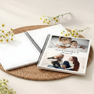 Modern Minimal Family Two Photo Personalised Text Notebook