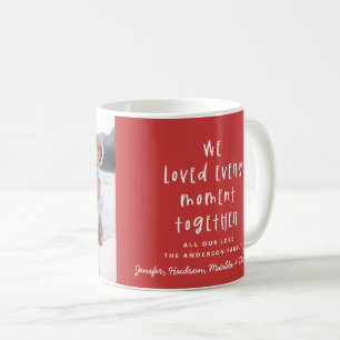 modern minimal family typography photo holiday coffee mug