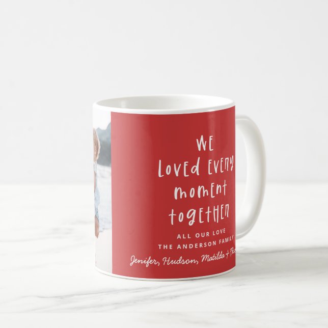 modern minimal family typography photo holiday coffee mug (Front Right)