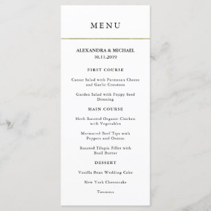 Modern Minimal   Faux Gold Border Wedding Menu