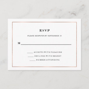 Modern Minimal   Faux Rose Gold Border RSVP